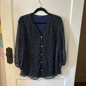 Navy Blue Printed Women's Top